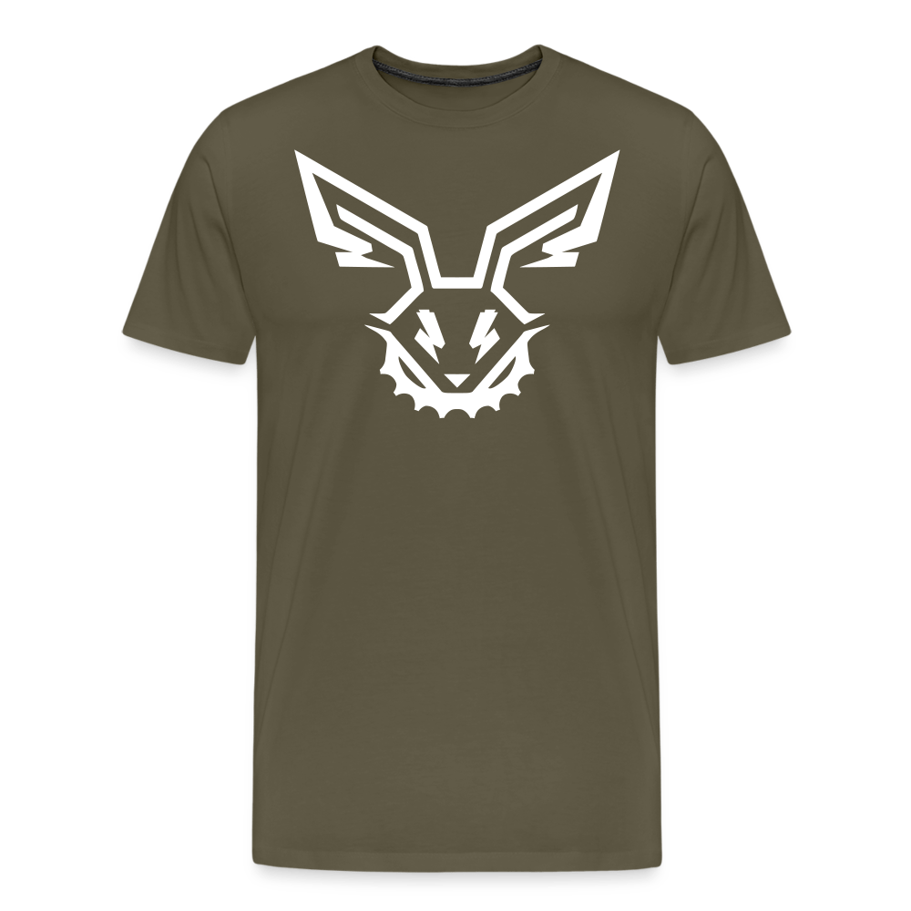 SPOD Männer Premium T-Shirt | Spreadshirt 812 Khaki / S Electro Bunny Weiß - Männer Premium T-Shirt E-Bike-Community