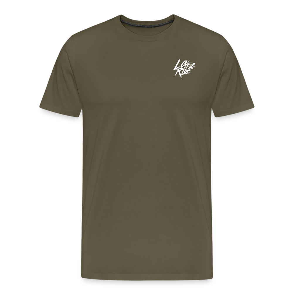 SPOD Männer Premium T-Shirt | Spreadshirt 812 Khaki / S LOVE 2 RIDE - Front / Backprint -Männer Premium T-Shirt E-Bike-Community