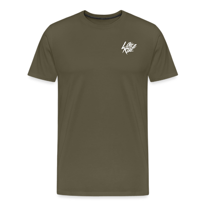 SPOD Männer Premium T-Shirt | Spreadshirt 812 Khaki / S LOVE 2 RIDE - Front / Backprint -Männer Premium T-Shirt E-Bike-Community