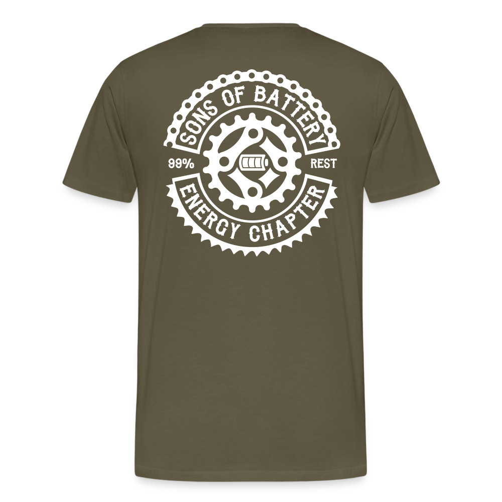 SPOD Männer Premium T-Shirt | Spreadshirt 812 Khaki / S OG Logo Backprint - Männer Premium T-Shirt E-Bike-Community