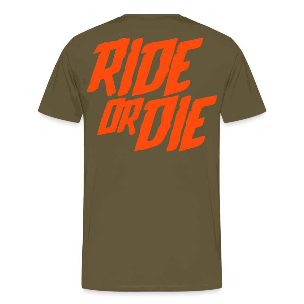 SPOD Männer Premium T-Shirt | Spreadshirt 812 Khaki / S Ride or Die - Neonorange - Männer Premium T-Shirt E-Bike-Community