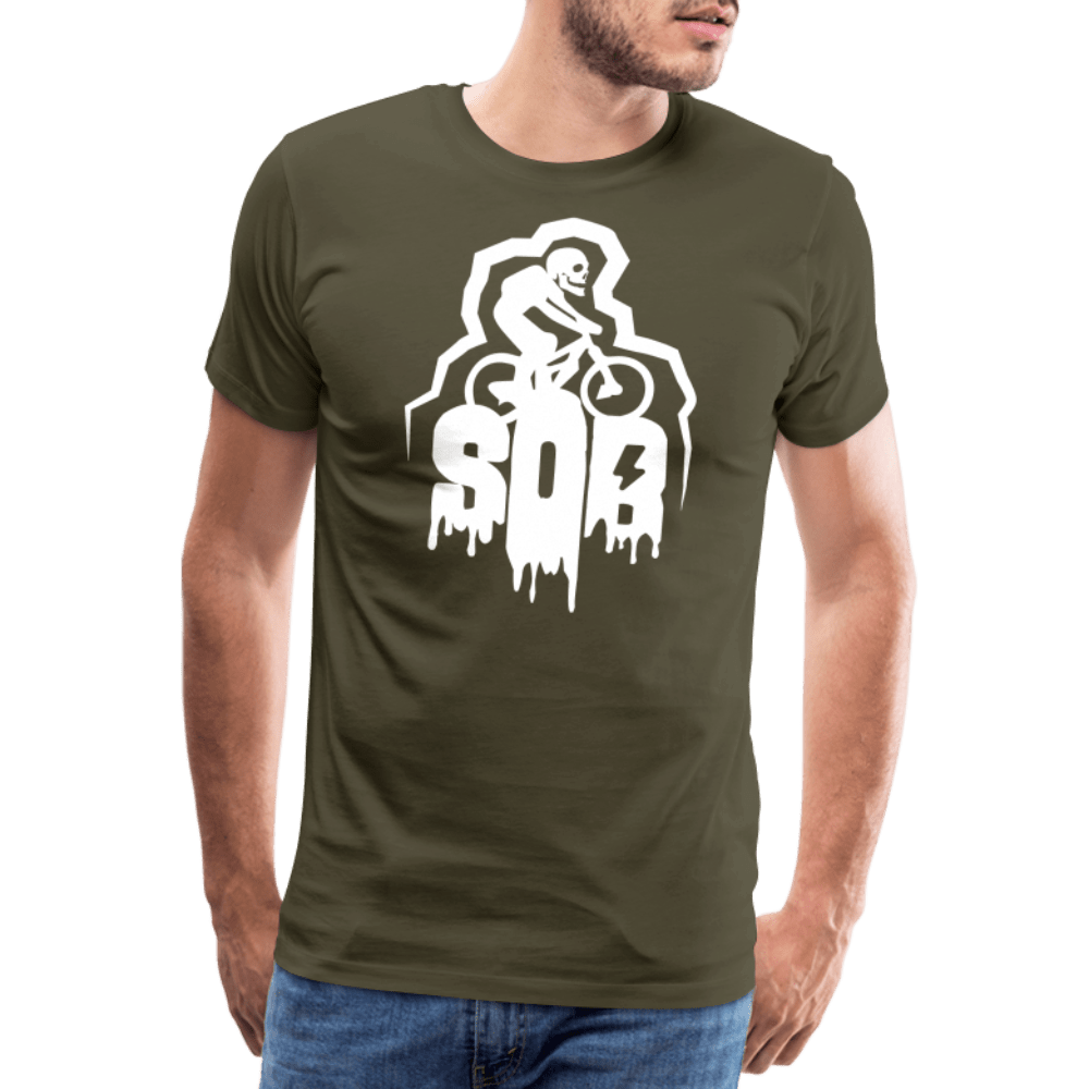 SPOD Männer Premium T-Shirt | Spreadshirt 812 Khaki / S SoB Horror - SONS OF BATTERY - Männer Premium T-Shirt E-Bike-Community