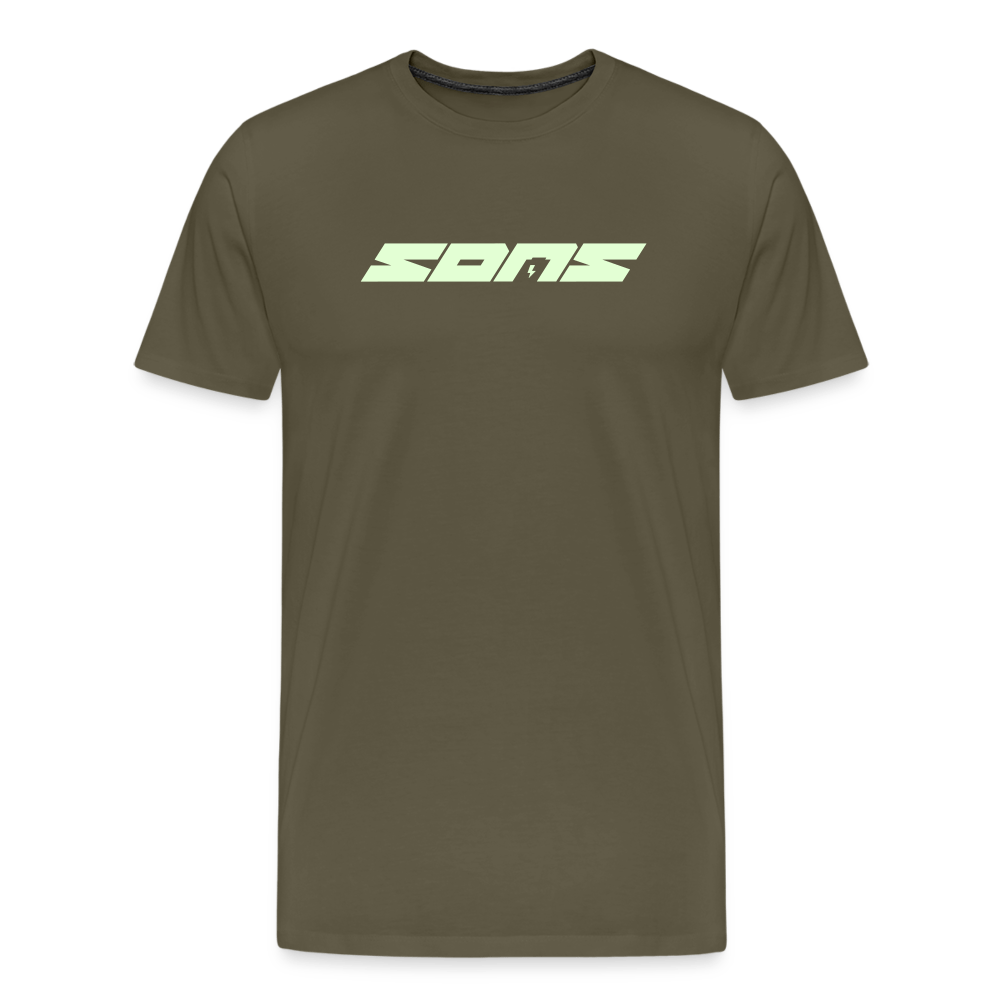 SPOD Männer Premium T-Shirt | Spreadshirt 812 Khaki / S SONS - Glow in the Dark - Männer Premium T-Shirt E-Bike-Community