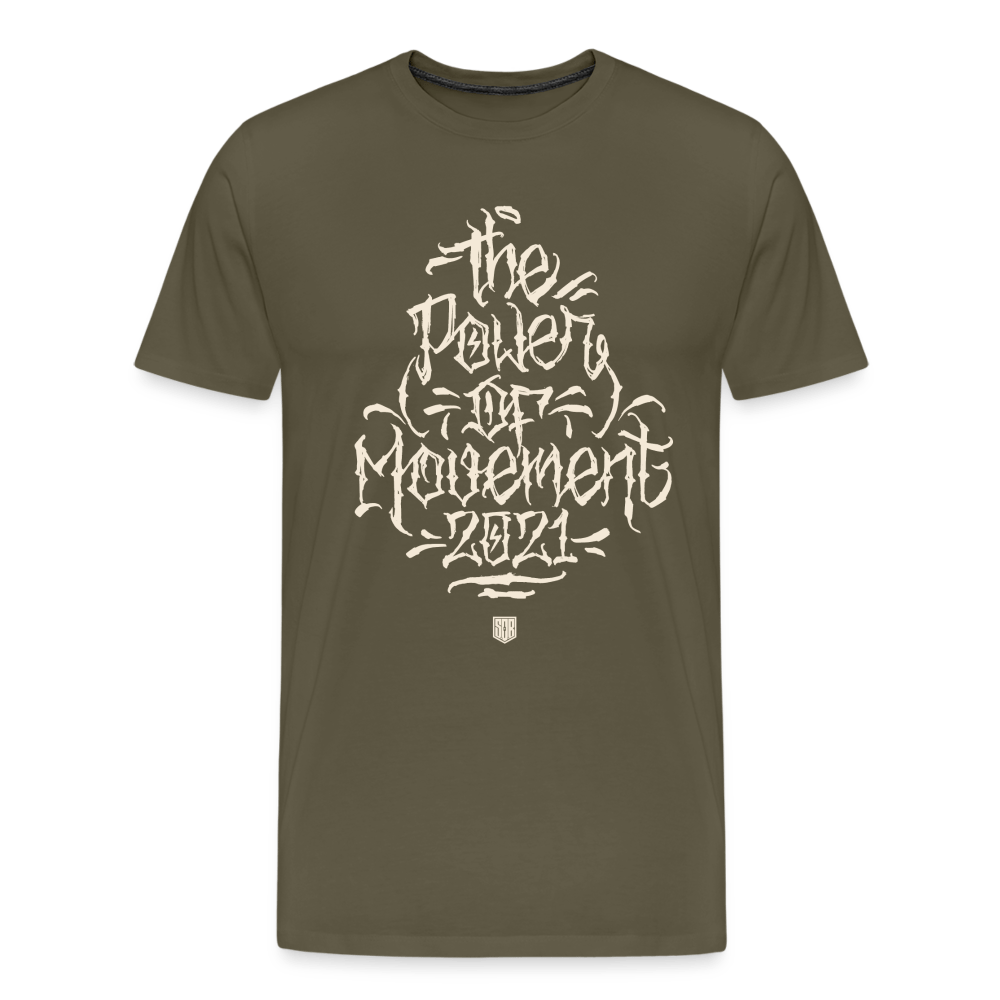 SPOD Männer Premium T-Shirt | Spreadshirt 812 Khaki / S The Power of Movement - Front -Männer Premium T-Shirt E-Bike-Community