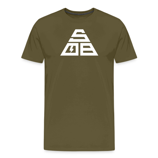 SPOD Männer Premium T-Shirt | Spreadshirt 812 Khaki / S Triangle - Männer Premium T-Shirt E-Bike-Community