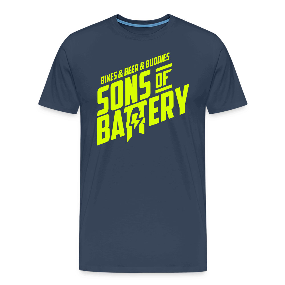 SPOD Männer Premium T-Shirt | Spreadshirt 812 Navy / S 3B - BIKES BEER BUDDIES - Neongelb - SONS OF BATTERY Premium E-Bike-Community