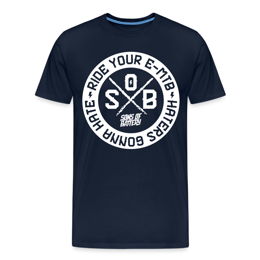 SPOD Männer Premium T-Shirt | Spreadshirt 812 Navy / S "Haters Front" - Sons of Battery - Männer Premium T-Shirt E-Bike-Community