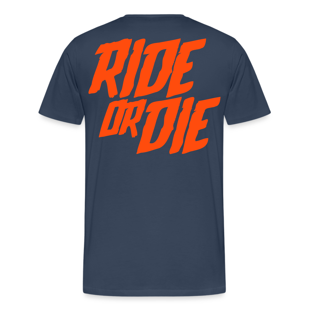 SPOD Männer Premium T-Shirt | Spreadshirt 812 Navy / S Ride or Die - Neonorange - Männer Premium T-Shirt E-Bike-Community