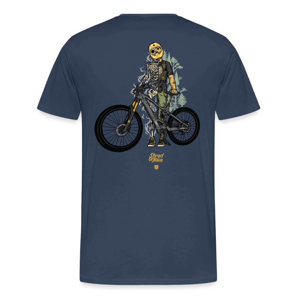 SPOD Männer Premium T-Shirt | Spreadshirt 812 Navy / S Shred or Alive - Männer Premium T-Shirt E-Bike-Community