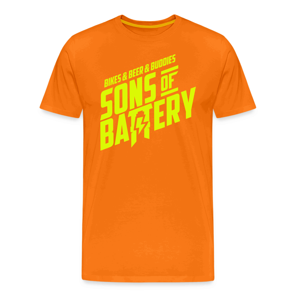 SPOD Männer Premium T-Shirt | Spreadshirt 812 Orange / S 3B - BIKES BEER BUDDIES - Neongelb - SONS OF BATTERY Premium E-Bike-Community