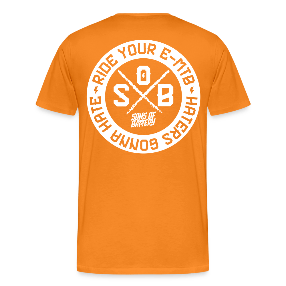 SPOD Männer Premium T-Shirt | Spreadshirt 812 Orange / S "Haters" - SONS OF BATTERY - Männer Premium T-Shirt E-Bike-Community