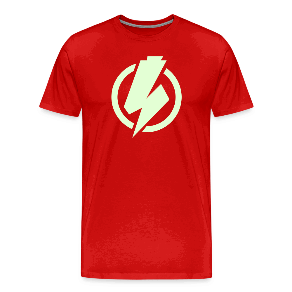 SPOD Männer Premium T-Shirt | Spreadshirt 812 Rot / S Lightning - Glow in the Dark - Männer Premium T-Shirt E-Bike-Community