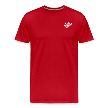 SPOD Männer Premium T-Shirt | Spreadshirt 812 Rot / S LOVE 2 RIDE - Front / Backprint -Männer Premium T-Shirt E-Bike-Community