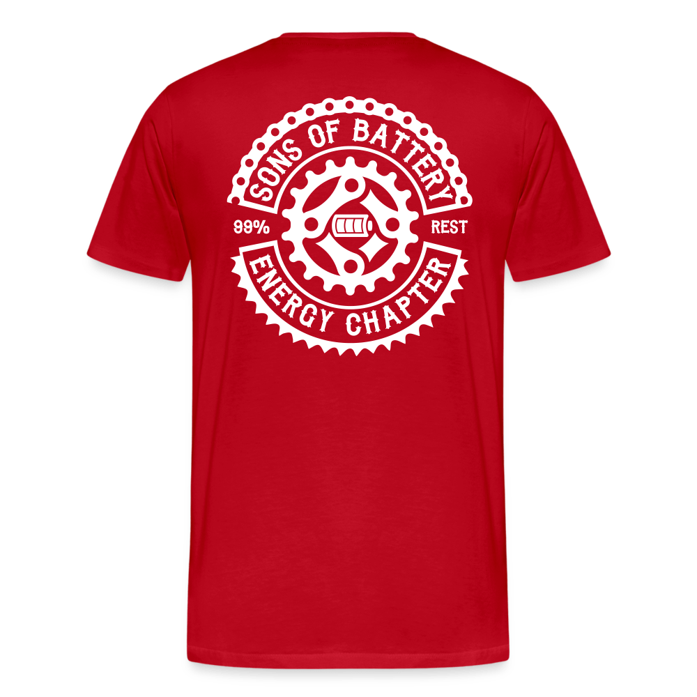 SPOD Männer Premium T-Shirt | Spreadshirt 812 Rot / S OG Logo Backprint - Männer Premium T-Shirt E-Bike-Community