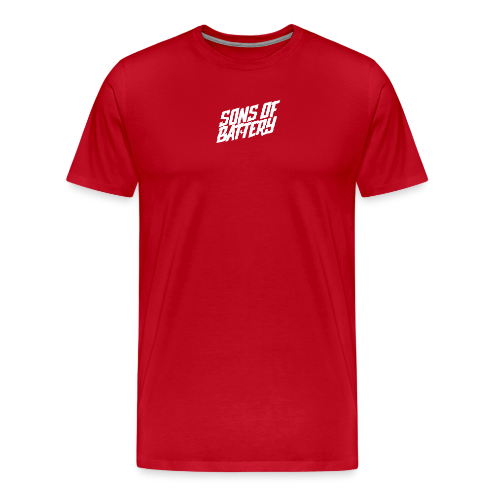 SPOD Männer Premium T-Shirt | Spreadshirt 812 Rot / S Signature - White Flock - Männer Premium T-Shirt E-Bike-Community