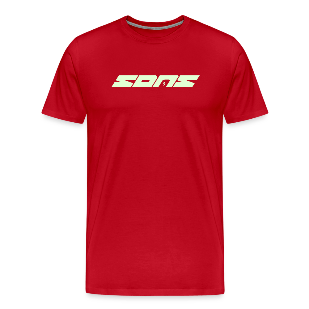 SPOD Männer Premium T-Shirt | Spreadshirt 812 Rot / S SONS - Glow in the Dark - Männer Premium T-Shirt E-Bike-Community