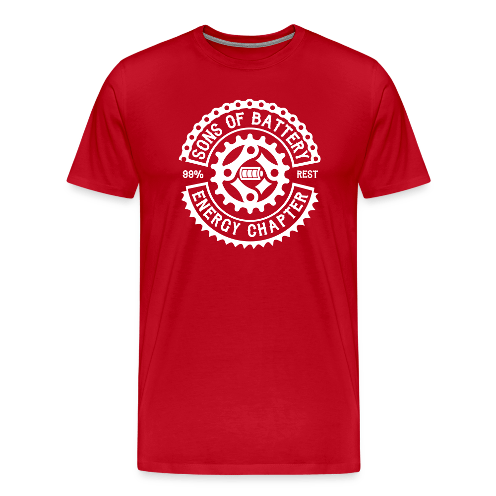 SPOD Männer Premium T-Shirt | Spreadshirt 812 Rot / S SONS OF BATTERY E-MC - Rocker Logo - Premium Shirt E-Bike-Community