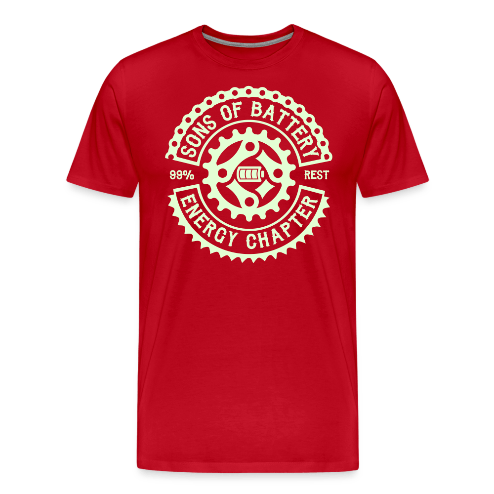 SPOD Männer Premium T-Shirt | Spreadshirt 812 Rot / S Sons of Battery Rocker Classic - Glow in the Dark -Männer Premium T-Shirt E-Bike-Community