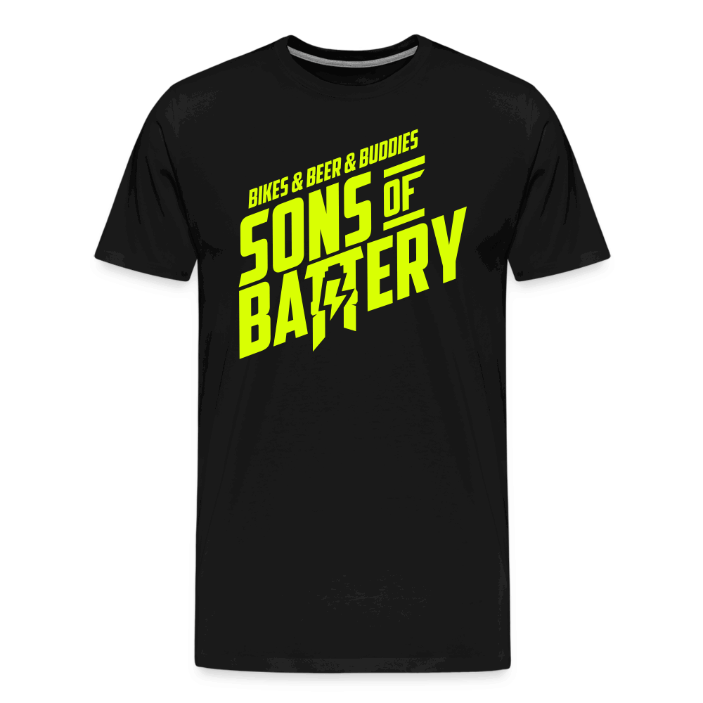 SPOD Männer Premium T-Shirt | Spreadshirt 812 Schwarz / S 3B - BIKES BEER BUDDIES - Neongelb - SONS OF BATTERY Premium E-Bike-Community