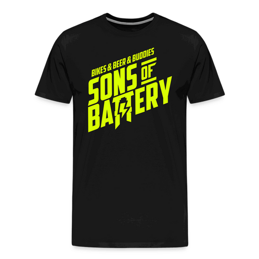 SPOD Männer Premium T-Shirt | Spreadshirt 812 Schwarz / S 3B - BIKES BEER BUDDIES - Neongelb - SONS OF BATTERY Premium E-Bike-Community