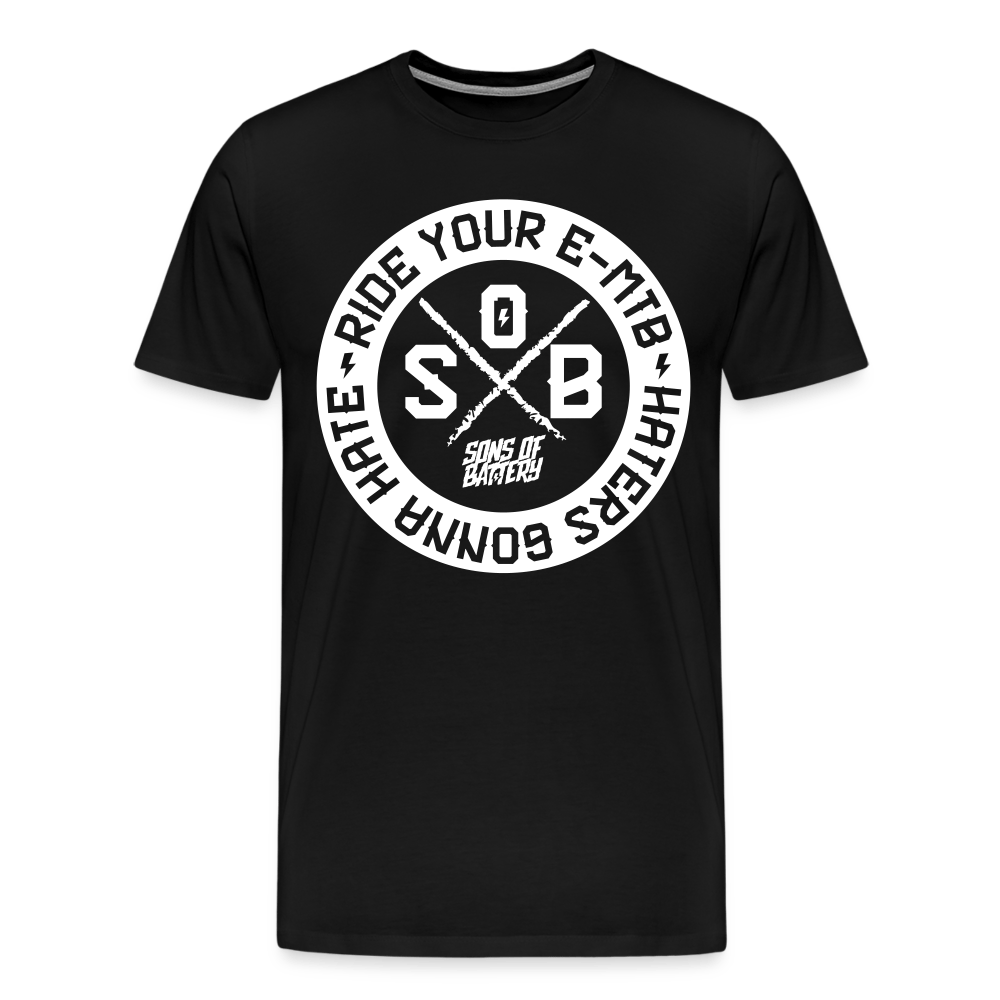 SPOD Männer Premium T-Shirt | Spreadshirt 812 Schwarz / S "Haters Front" - Sons of Battery - Männer Premium T-Shirt E-Bike-Community