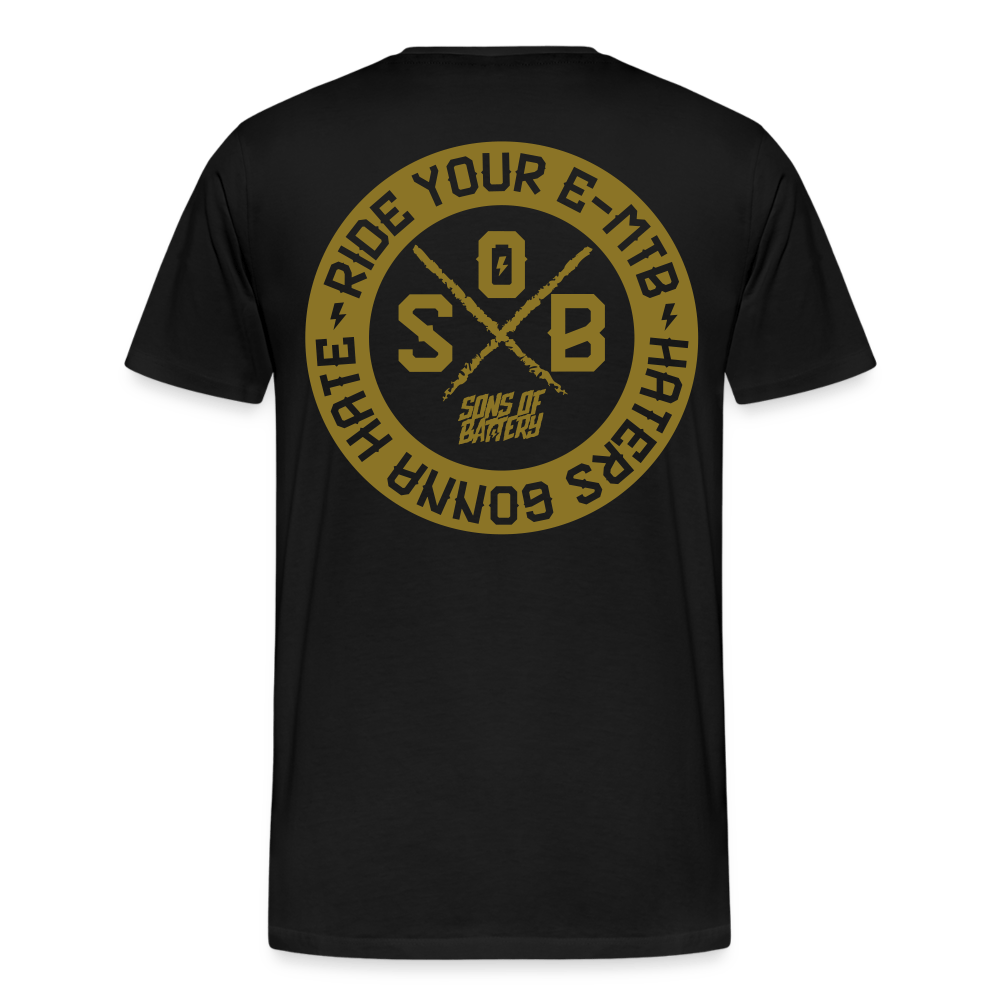 SPOD Männer Premium T-Shirt | Spreadshirt 812 Schwarz / S "Haters" - Gold - Sons of Battery - Männer Premium T-Shirt E-Bike-Community