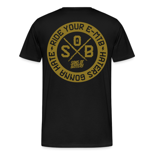 SPOD Männer Premium T-Shirt | Spreadshirt 812 Schwarz / S "Haters" - Gold - Sons of Battery - Männer Premium T-Shirt E-Bike-Community