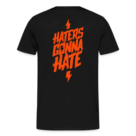 SPOD Männer Premium T-Shirt | Spreadshirt 812 Schwarz / S Haters gonna hate - Neonorange - Männer Premium T-Shirt E-Bike-Community