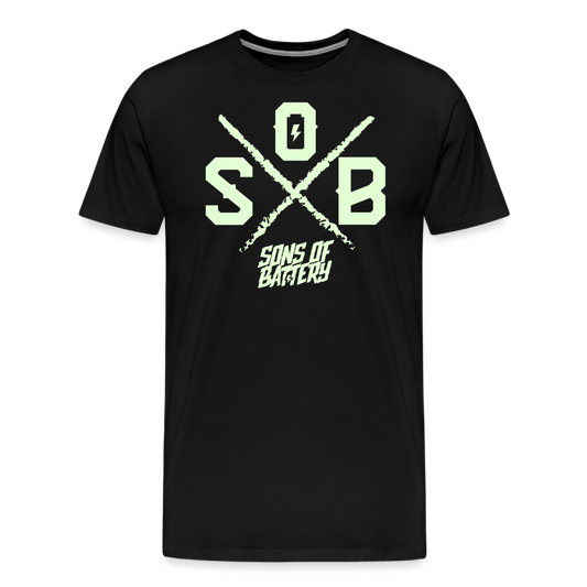 SPOD Männer Premium T-Shirt | Spreadshirt 812 Schwarz / S SOB Cross - Glow in the Dark - Männer Premium T-Shirt E-Bike-Community