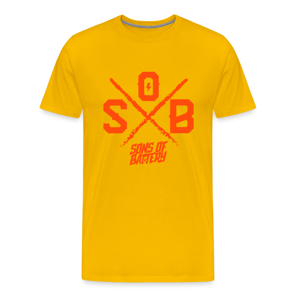 SPOD Männer Premium T-Shirt | Spreadshirt 812 Sonnengelb / S SoB Cross - Neonorange Männer Premium T-Shirt E-Bike-Community