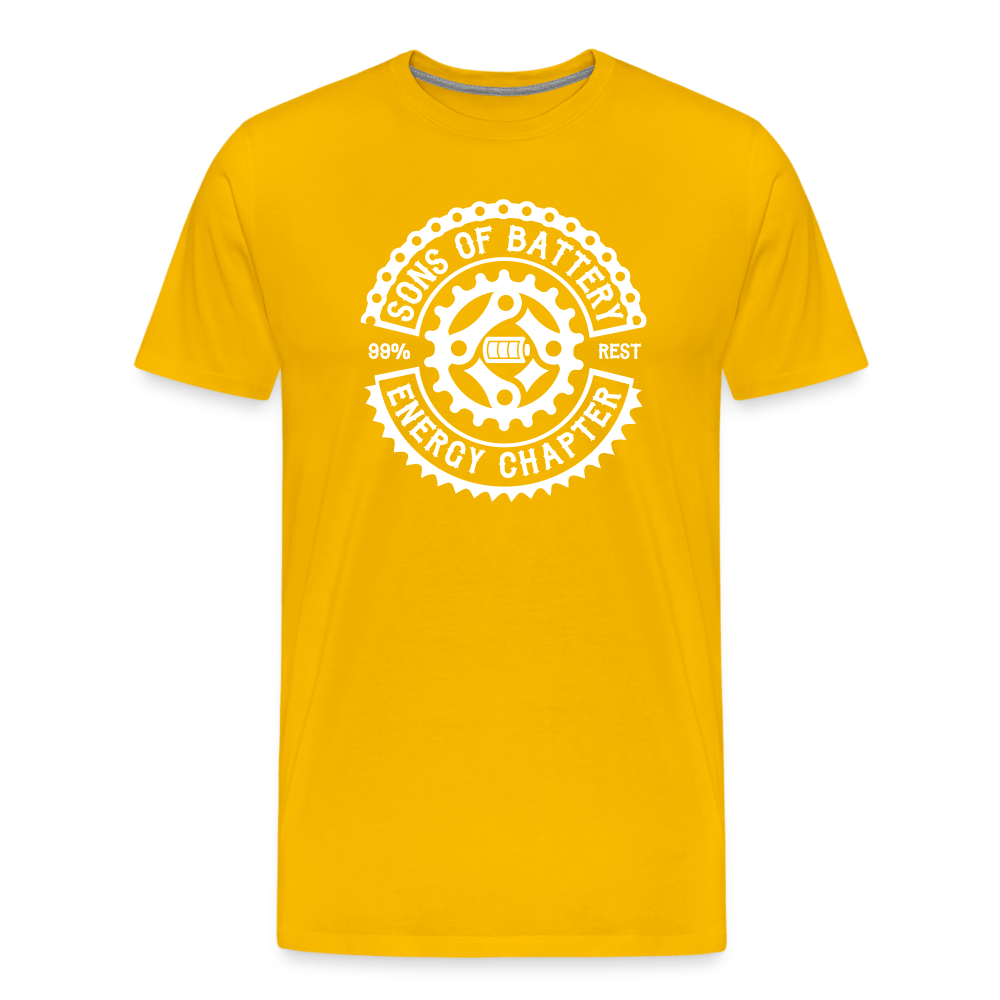 SPOD Männer Premium T-Shirt | Spreadshirt 812 Sonnengelb / S SONS OF BATTERY E-MC - Rocker Logo - Premium Shirt E-Bike-Community