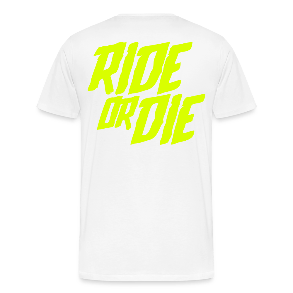 SPOD Männer Premium T-Shirt | Spreadshirt 812 weiß / S Ride or Die - Neongelb - Männer Premium T-Shirt E-Bike-Community