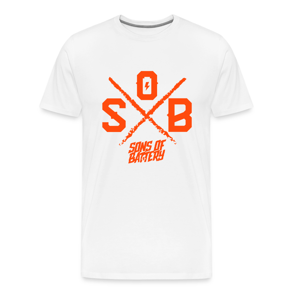 SPOD Männer Premium T-Shirt | Spreadshirt 812 Weiß / S SoB Cross - Neonorange Männer Premium T-Shirt E-Bike-Community