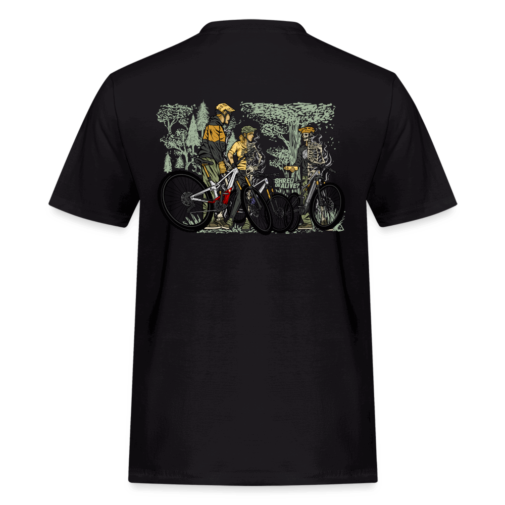 SPOD Männer Workwear T-Shirt 2 Seiten - Shred or Alive Crew - Männer Workwear T-Shirt E-Bike-Community