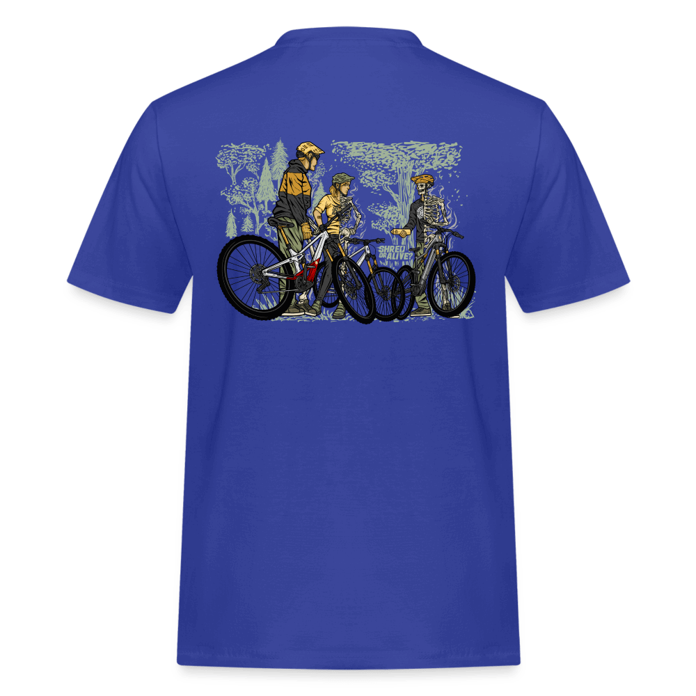 SPOD Männer Workwear T-Shirt 2 Seiten - Shred or Alive Crew - Männer Workwear T-Shirt E-Bike-Community