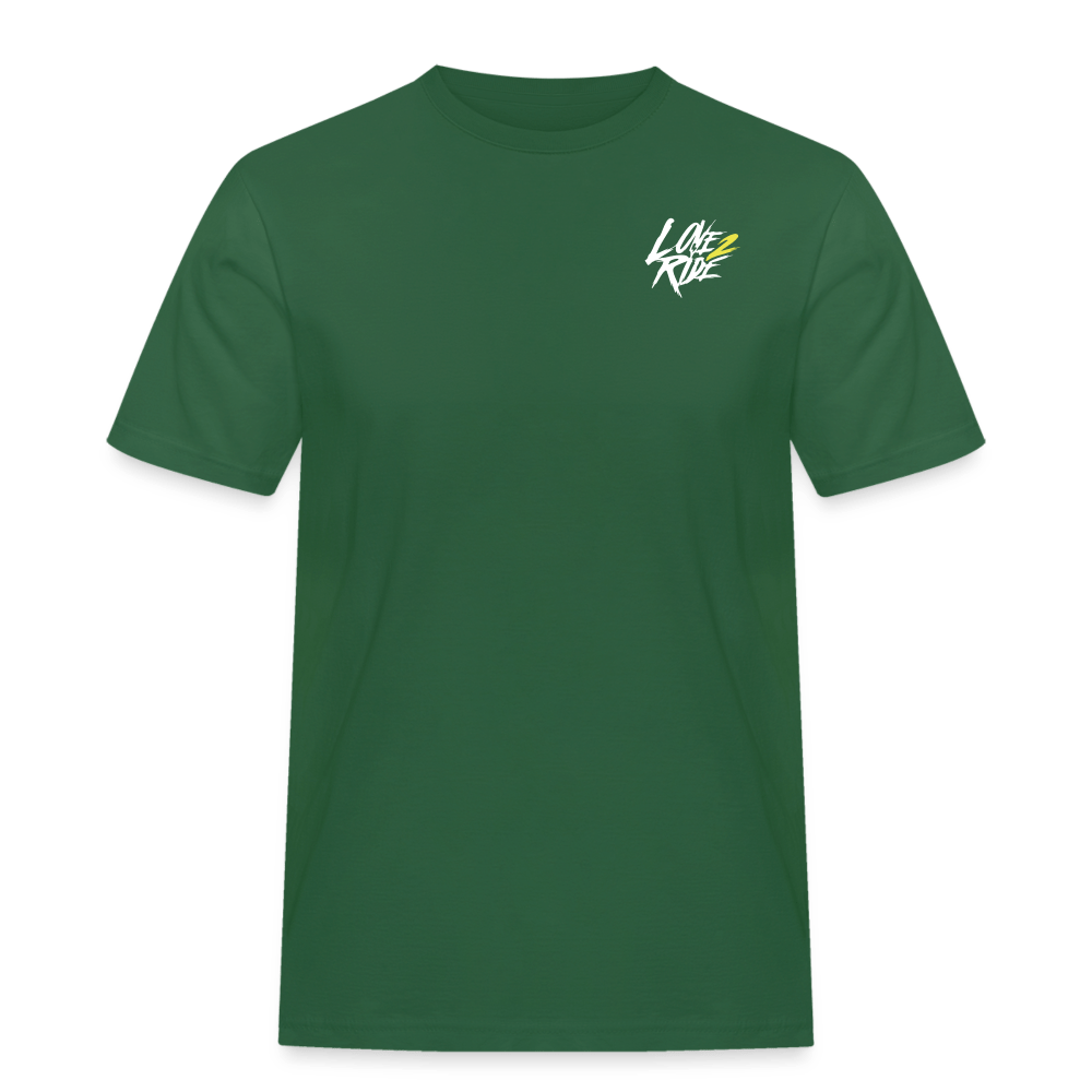 SPOD Männer Workwear T-Shirt Flaschengrün / S Love 2 Ride - Männer Heavy Shirt von Russel Athletics E-Bike-Community