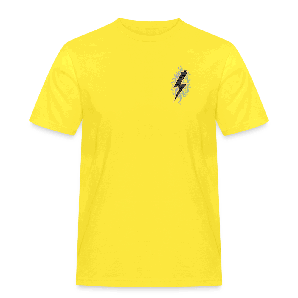 SPOD Männer Workwear T-Shirt Gelb / S 2 Seiten - Shred or Alive Crew - Männer Workwear T-Shirt E-Bike-Community