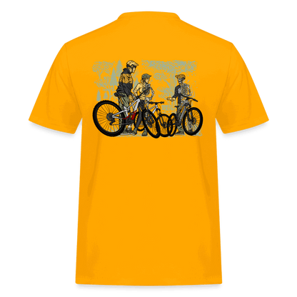 SPOD Männer Workwear T-Shirt Gold / S 2 Seiten - Shred or Alive Crew - Männer Workwear T-Shirt E-Bike-Community