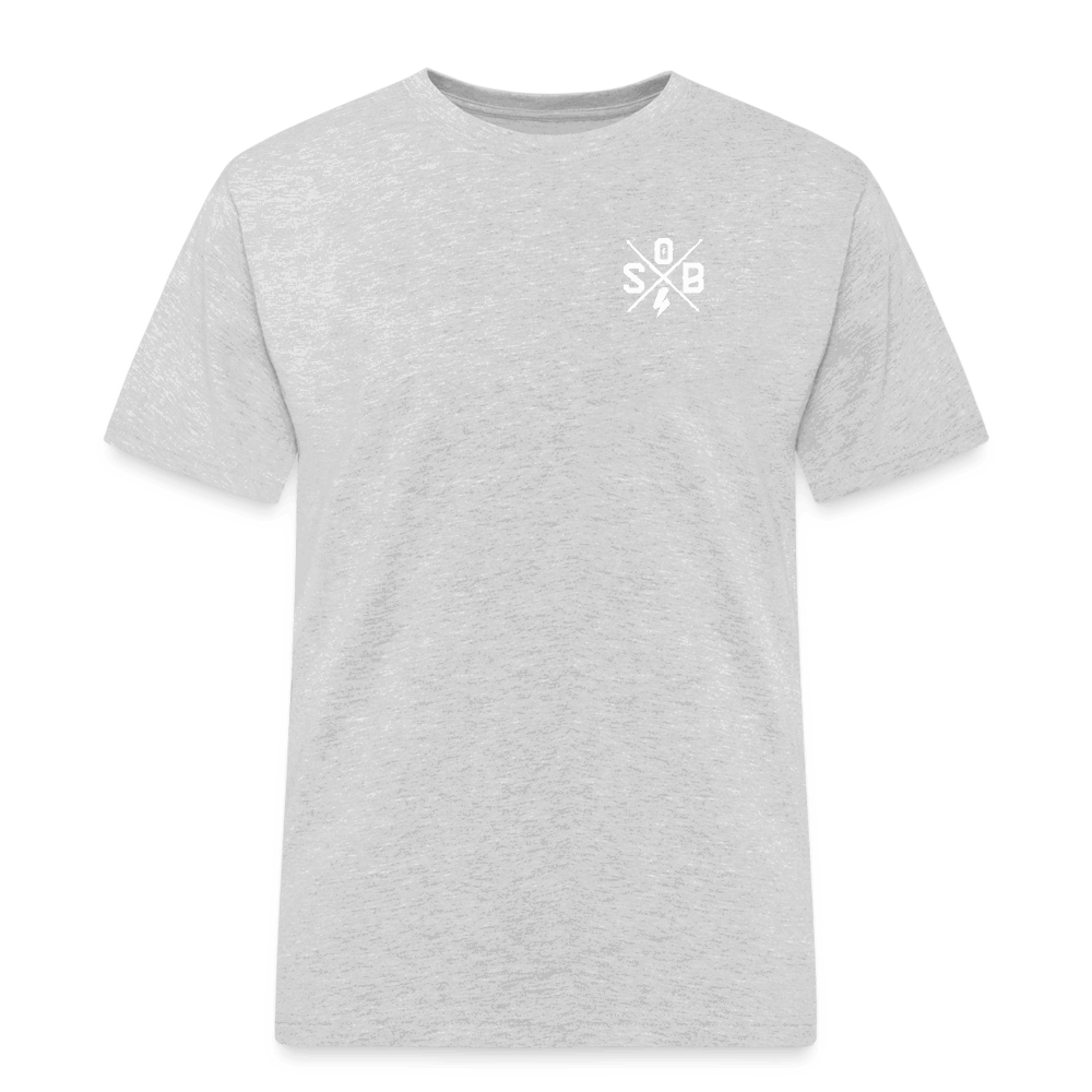 SPOD Männer Workwear T-Shirt Grau meliert / S Cross / Haters - 2 Side - Russel Athletics T-Shirt E-Bike-Community