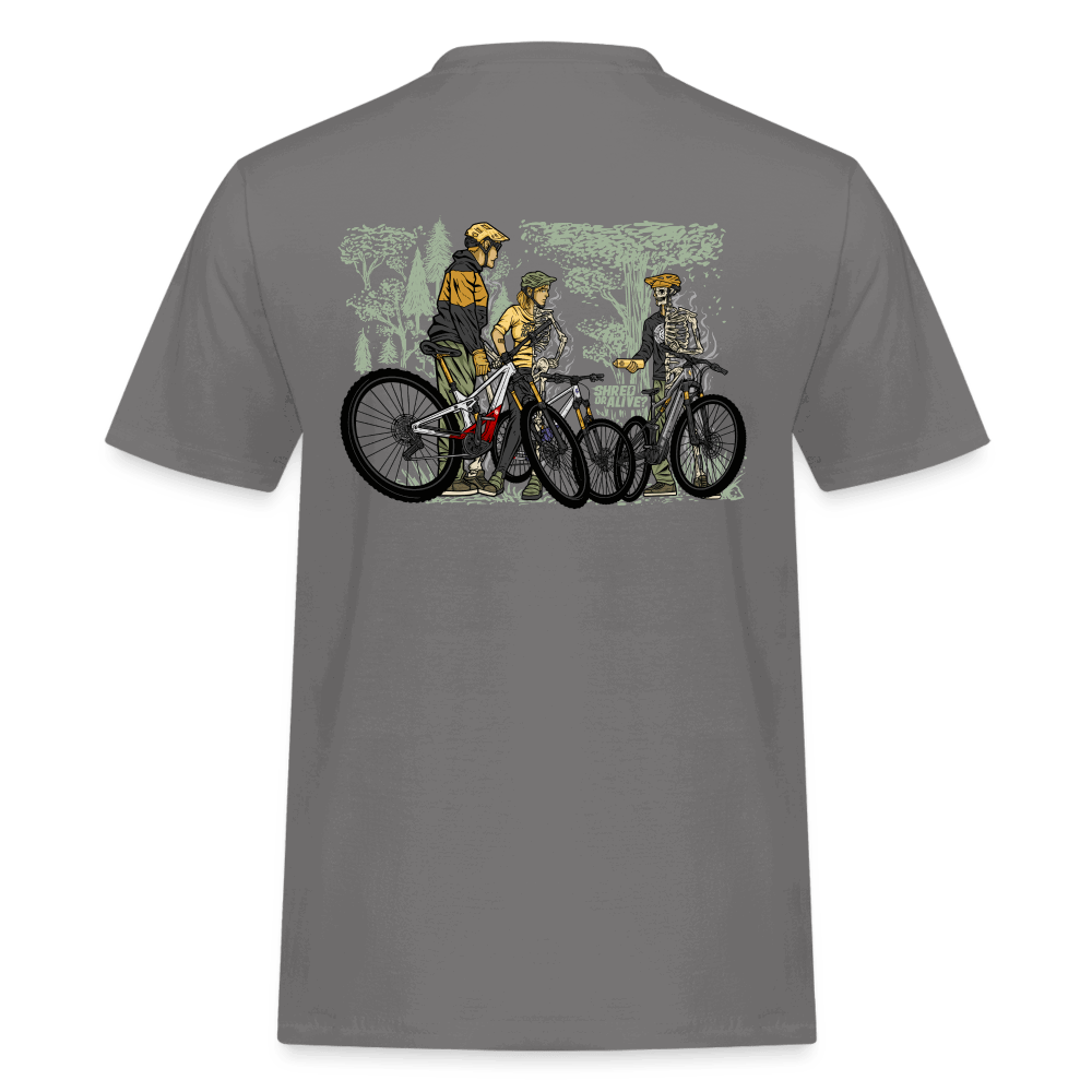 SPOD Männer Workwear T-Shirt Grau / S 2 Seiten - Shred or Alive Crew - Männer Workwear T-Shirt E-Bike-Community