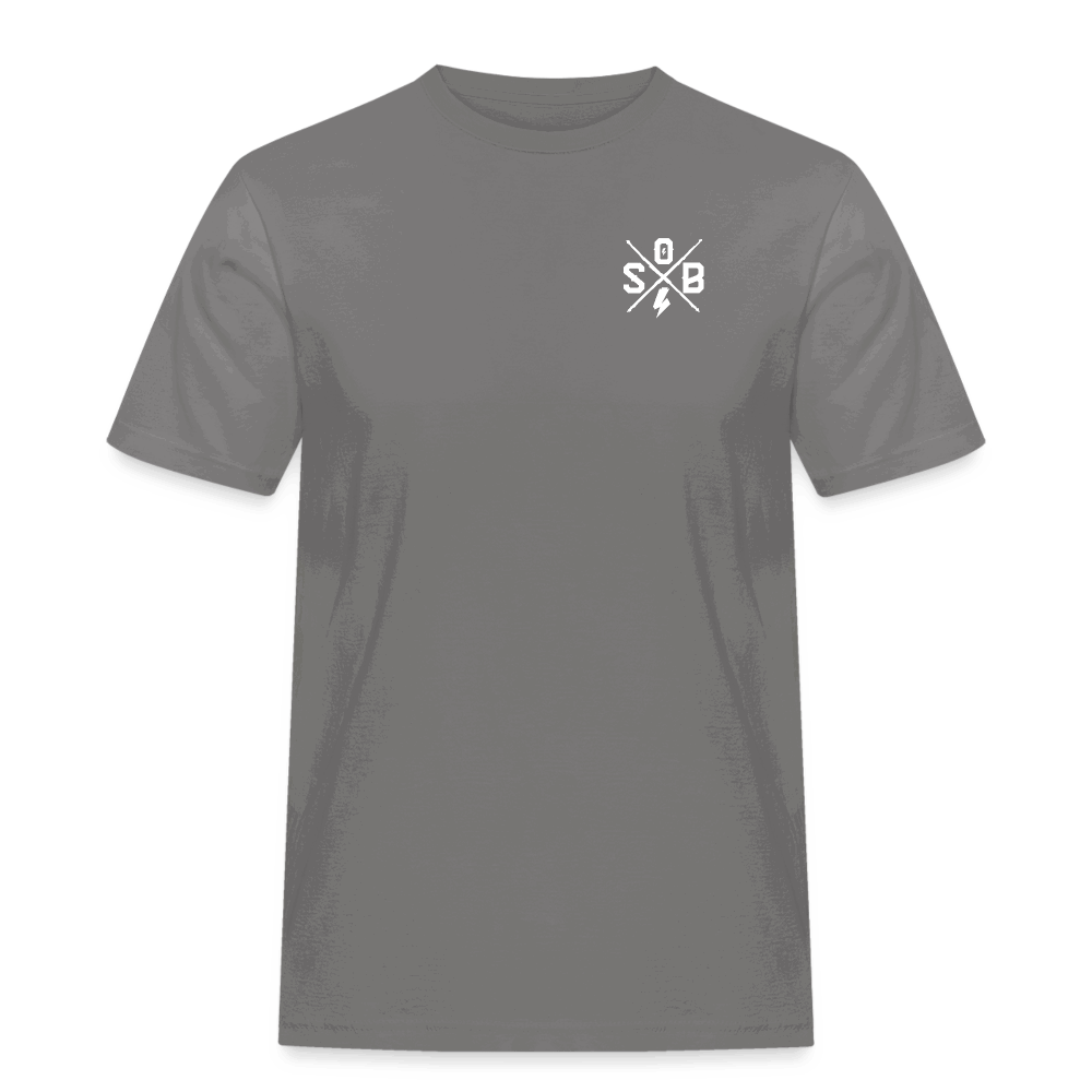 SPOD Männer Workwear T-Shirt Grau / S Cross / Haters - 2 Side - Russel Athletics T-Shirt E-Bike-Community