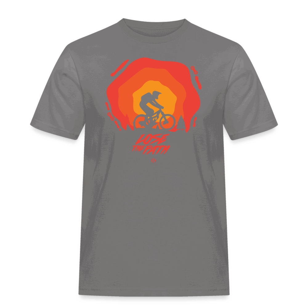 SPOD Männer Workwear T-Shirt Grau / S LOSE THE PATH - CREATE YOUR OWN ADVENTURE - Russell Athletic Shirt E-Bike-Community