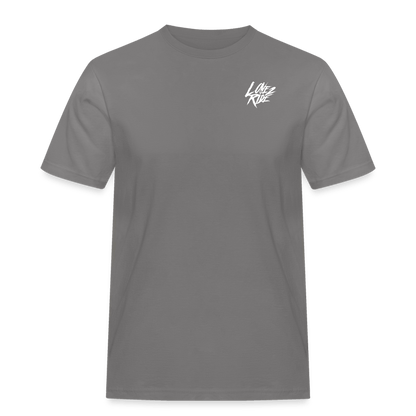 SPOD Männer Workwear T-Shirt Grau / S LOVE 2 RIDE Dark - FRONT / BACK HEAVY MÄNNER WORKWEAR T-SHIRT E-Bike-Community