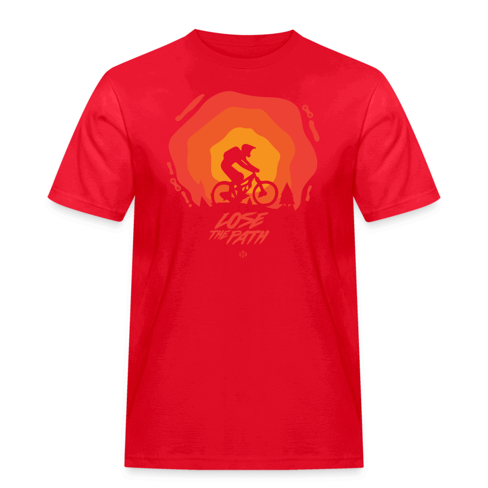 SPOD Männer Workwear T-Shirt LOSE THE PATH - CREATE YOUR OWN ADVENTURE - Russell Athletic Shirt E-Bike-Community