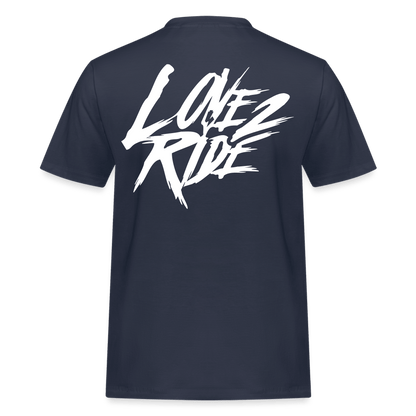 SPOD Männer Workwear T-Shirt LOVE 2 RIDE Dark - FRONT / BACK HEAVY MÄNNER WORKWEAR T-SHIRT E-Bike-Community