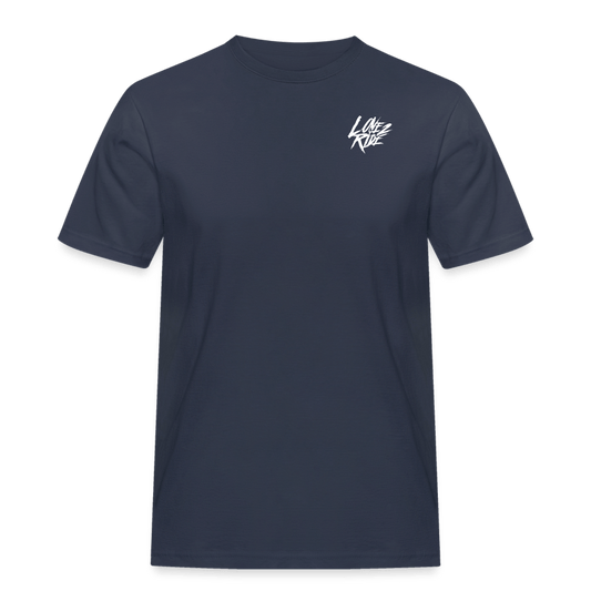 SPOD Männer Workwear T-Shirt Navy / S LOVE 2 RIDE Dark - FRONT / BACK HEAVY MÄNNER WORKWEAR T-SHIRT E-Bike-Community