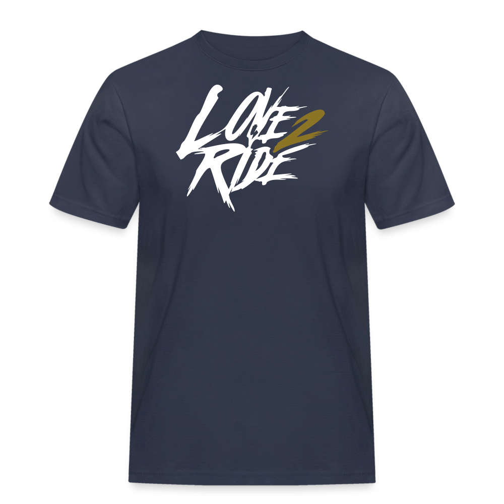 SPOD Männer Workwear T-Shirt Navy / S Love 2 Ride - White/Gold - Männer Workwear T-Shirt von Russel Athletic E-Bike-Community