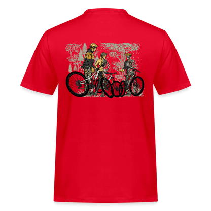 SPOD Männer Workwear T-Shirt Rot / S 2 Seiten - Shred or Alive Crew - Männer Workwear T-Shirt E-Bike-Community