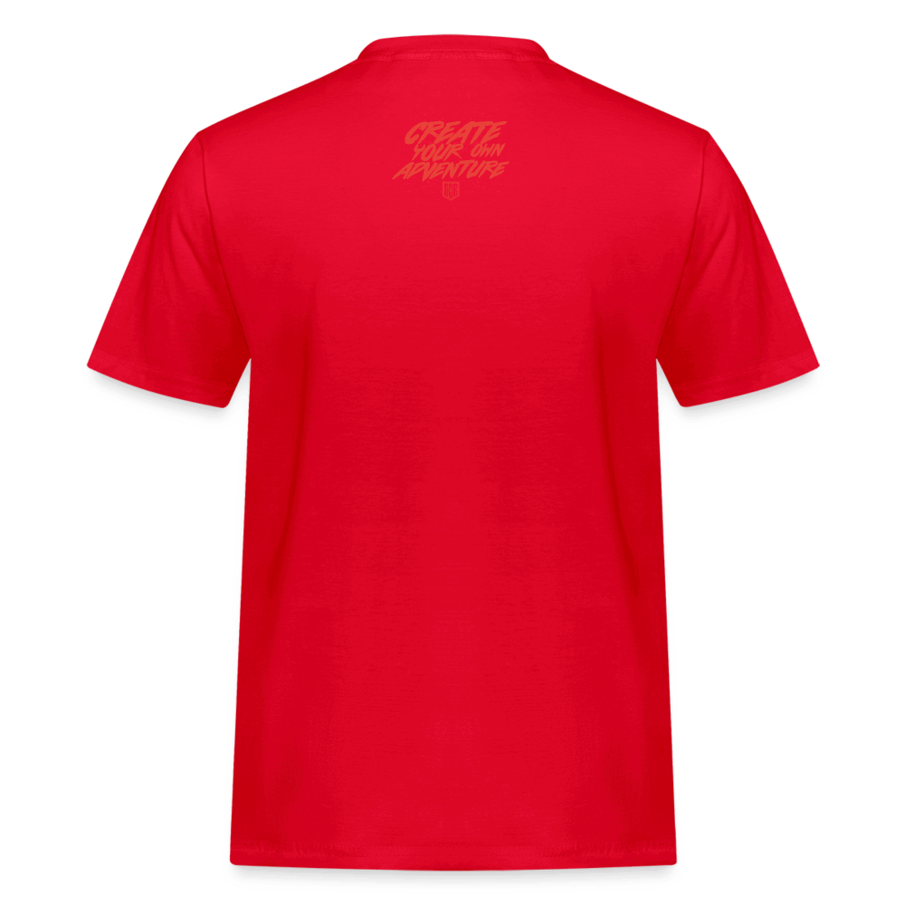 SPOD Männer Workwear T-Shirt Rot / S LOSE THE PATH - CREATE YOUR OWN ADVENTURE - Russell Athletic Shirt E-Bike-Community