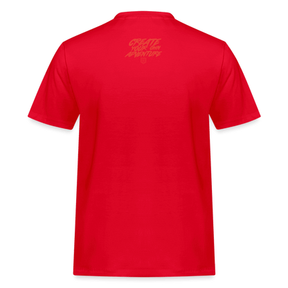 SPOD Männer Workwear T-Shirt Rot / S LOSE THE PATH - CREATE YOUR OWN ADVENTURE - Russell Athletic Shirt E-Bike-Community